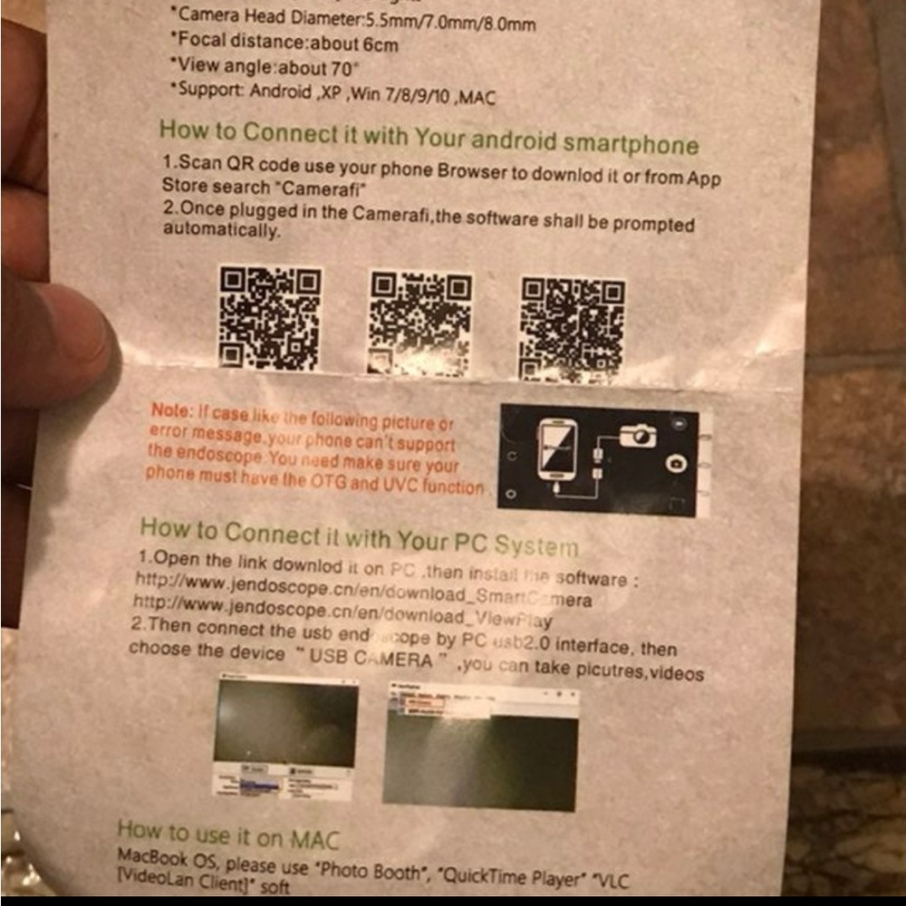 Camera Connection Guide endoscope camera
